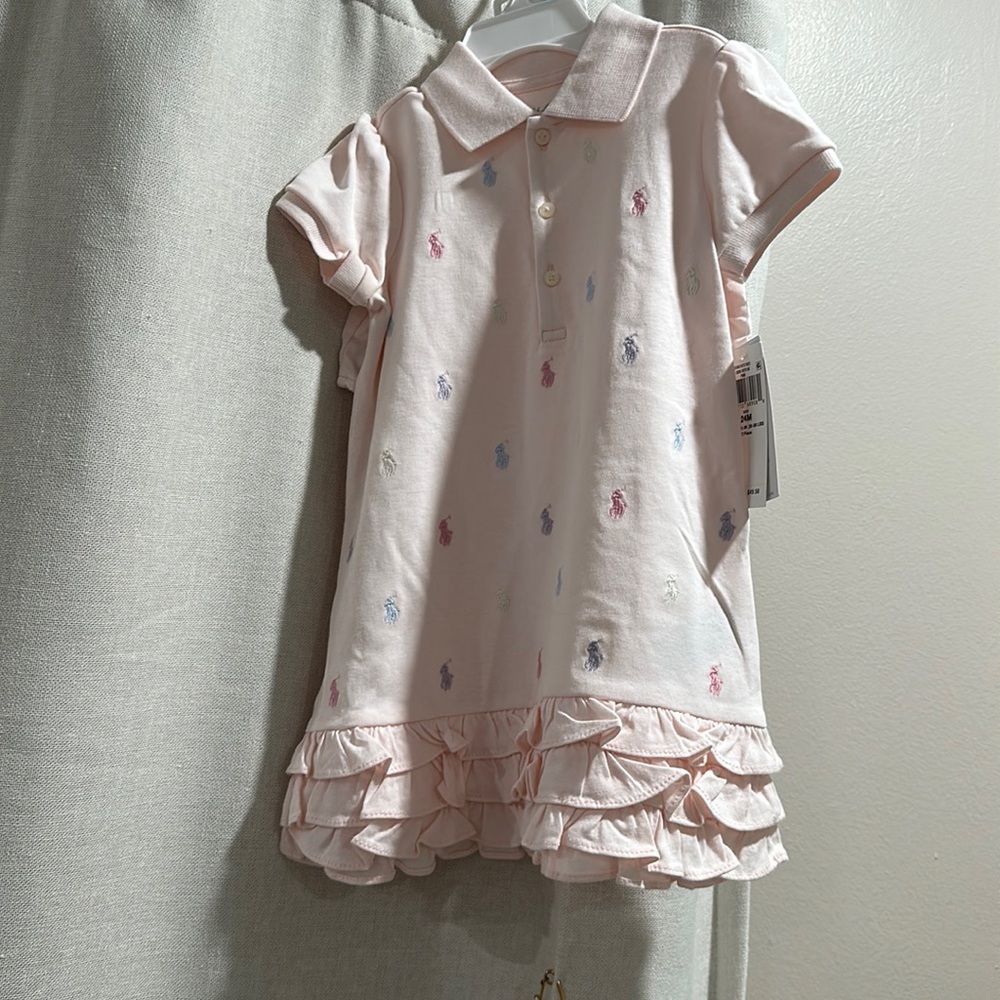 Polo Ralph Lauren light pink dress multi color polo logos